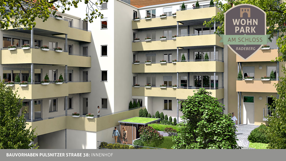 Neubau Eigentumswohnung Pulsnitzer Straße 38-40 in Radeberg Visualisierung Innenhof Pulsnitzer Straße 38