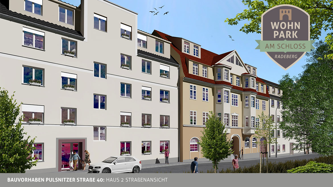 Neubau Eigentumswohnung Pulsnitzer Straße 40 in Radeberg Visualisierung Straßenansicht Pulsnitzer Straße 40 Haus 2