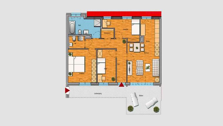 4-Raum-Wohnung im DG