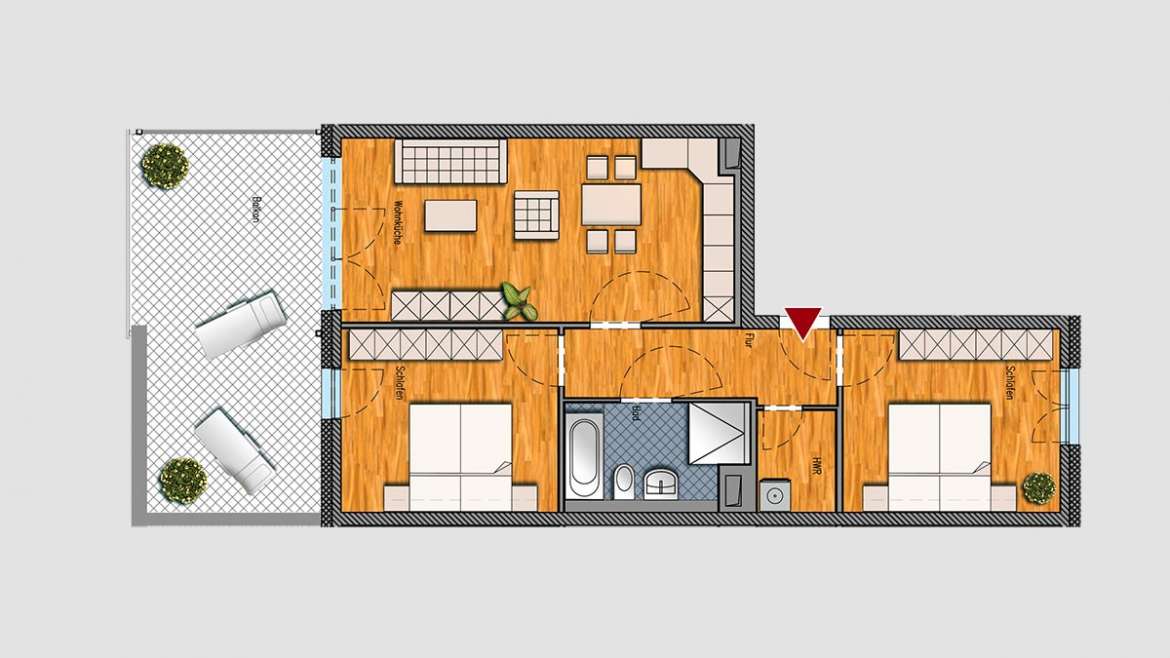 3-Raum-Wohnung im EG