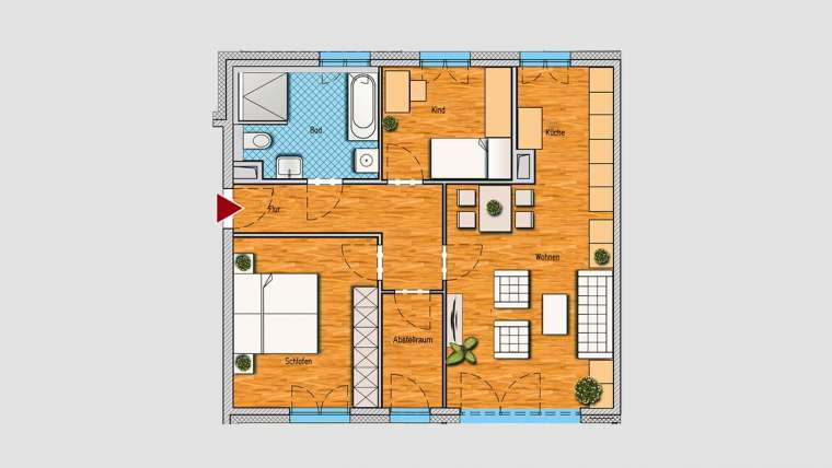 3-Raum-Wohnung im EG