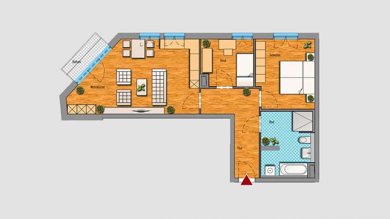 3-Raum-Wohnung im 1.OG