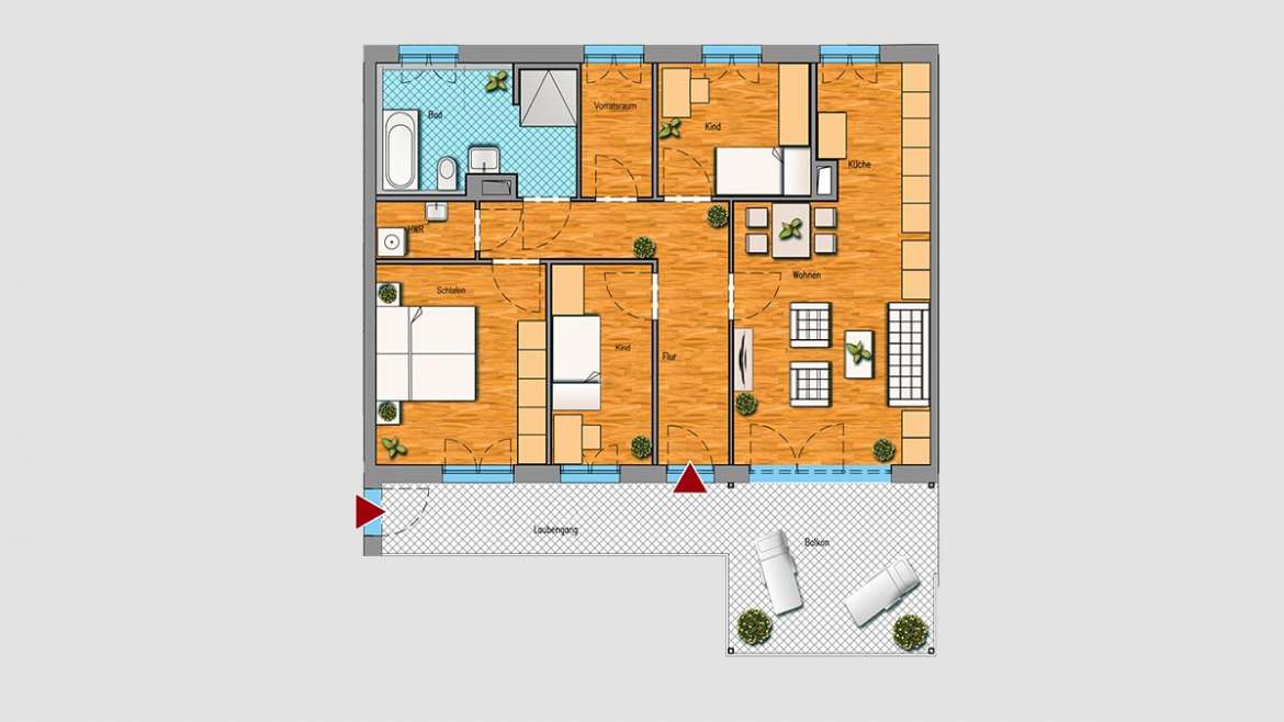 4-Raum-Wohnung im 1.OG