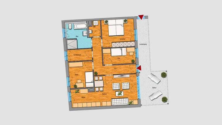 4-Raum-Wohnung im 1.OG