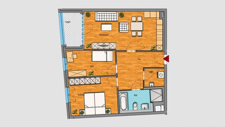 3-Raum-Wohnung im 2.OG