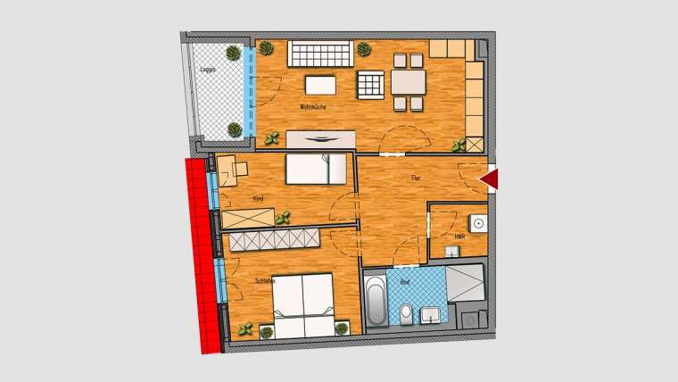 3-Raum-Wohnung im DG