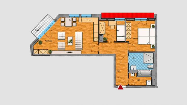 3-Raum-Wohnung im DG