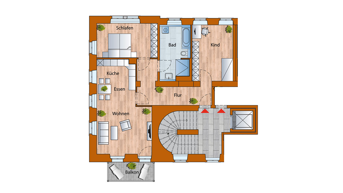 Großenhain 1. Obergeschoss Wohnung Grundriss