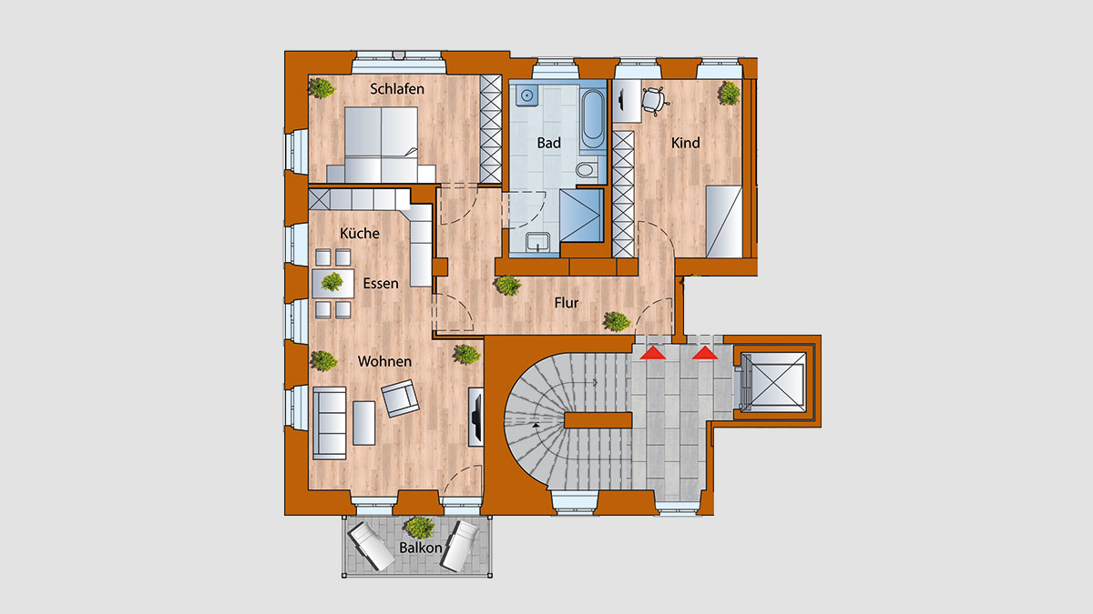 Großenhain 1. Obergeschoss Wohnung Grundriss