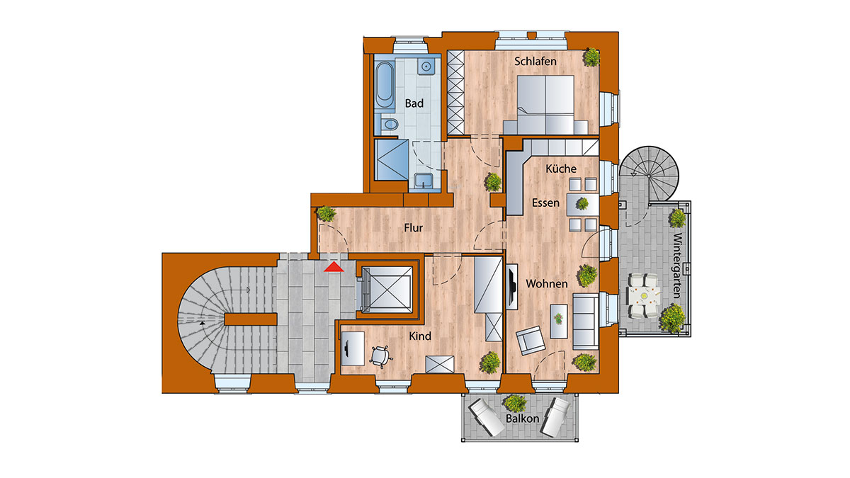 Großenhain 1. Obergeschoss Wohnung Grundriss