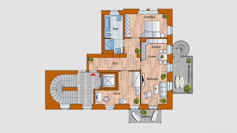 4-Raum-Wohnung im 1. OG