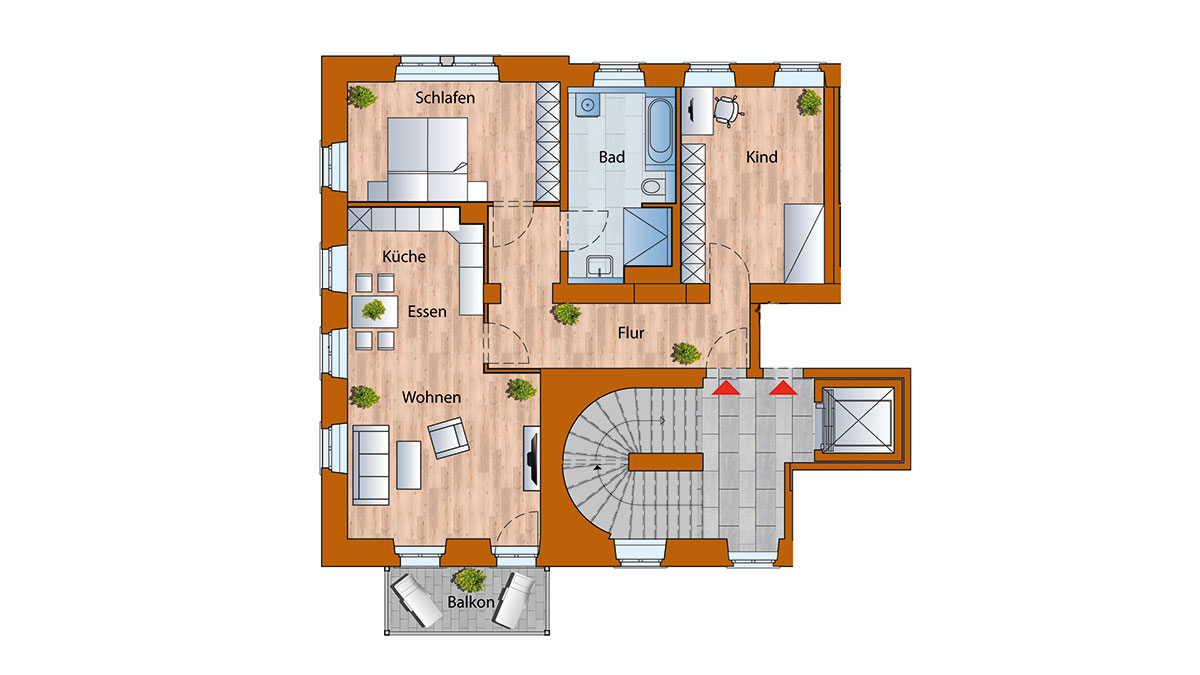 Großenhain 2. Obergeschoss Wohnung Grundriss