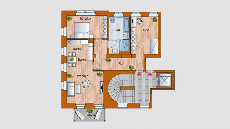 4-Raum-Wohnung im 2. OG