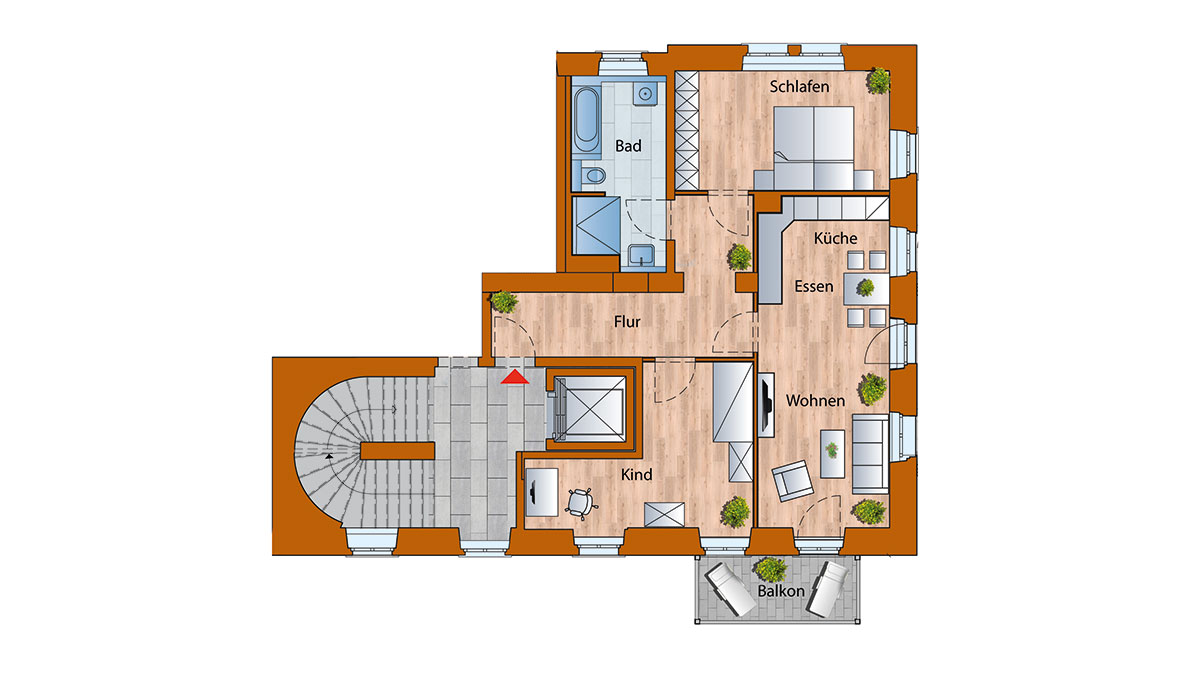 Großenhain 2. Obergeschoss Wohnung Grundriss