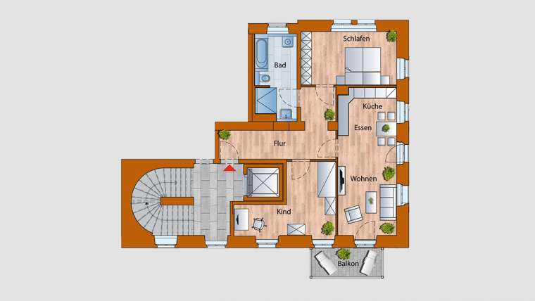 4-Raum-Wohnung im 2. OG